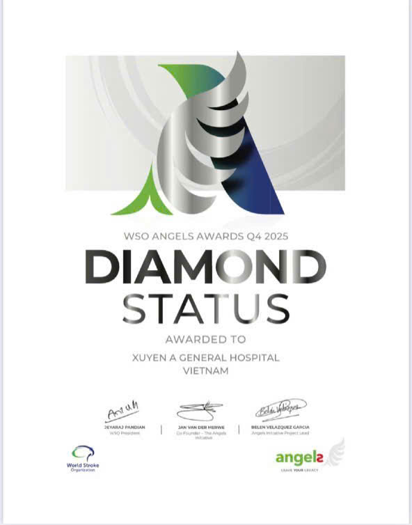 Quý 4 - 2025, BVXA nhận giải thưởng kim cương trong điều trị đột quỵ