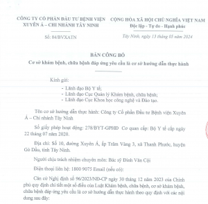 Bản công bố cơ sở khám bệnh, chữa bệnh 2024 Tây Ninh
