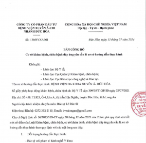 Bản công bố cơ sở khám bệnh, chữa bệnh 2024 Đức Hoà