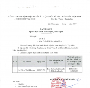 Bổ sung danh sách người thực hành khám, chữa bệnh đợt 1 2024 Tây Ninh
