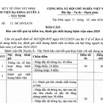 BÁO CÁO KẾT QUẢ TỰ KIỂM TRA, ĐÁNH GIÁ CHẤT LƯỢNG BỆNH VIỆN NĂM 2025 – BVXA TÂY NINH