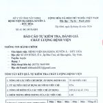 BÁO CÁO TỰ KIỂM TRA, ĐÁNH GIÁ CHẤT LƯỢNG BỆNH VIỆN – BVXA ĐỨC HOÀ