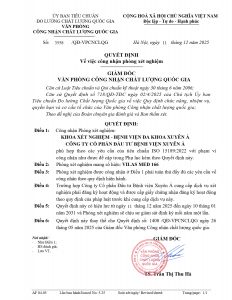 Quyết định công nhận Khoa xét nghiệm - Bệnh viện Đa Khoa Xuyên Á _ Văn phòng Công nhận chất lượng quốc gia (BoA)